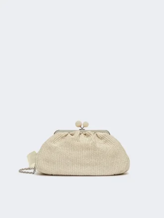 Mellomstor pasticcino-veske med raffia-effekt, turtledove