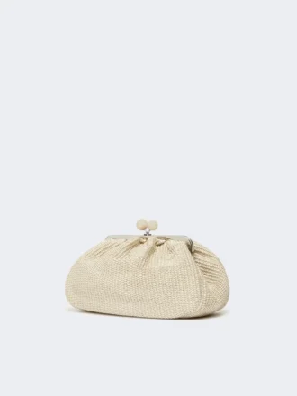 Mellomstor pasticcino-veske med raffia-effekt, turtledove