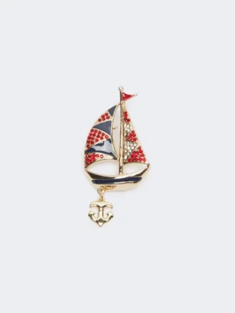 Metallbrosje med rhinestones, himmelblå Metallbrosje med rhinestones, himmelblå