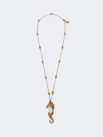 Metallisk halskjede med brosjeanheng, gull Metallisk halskjede med brosjeanheng, gull