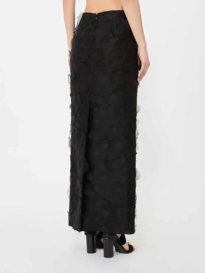 Midi-skjørt i silkejacquard, svart