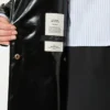 Midi-trenchcoat i gabardin med vinyleffekt, svart Midi-trenchcoat i gabardin med vinyleffekt, svart