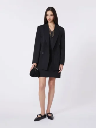 Mini-skjørt i stretch-gabardin, svart