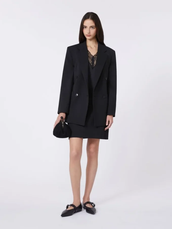 Mini-skjørt i stretch-gabardin, svart