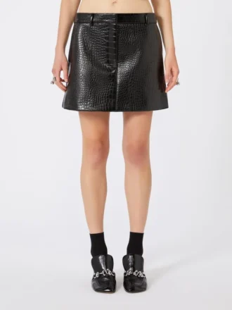 Miniskjørt i lakkskinn med alligator-look, svart Miniskjørt i lakkskinn med alligator-look, svart