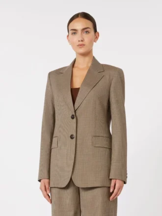 Mønstret blazer i ulltwill, karamell Mønstret blazer i ulltwill, karamell