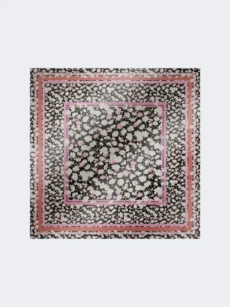 Mønstret foulard i silkewill, rosa