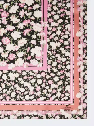Mønstret foulard i silkewill, rosa