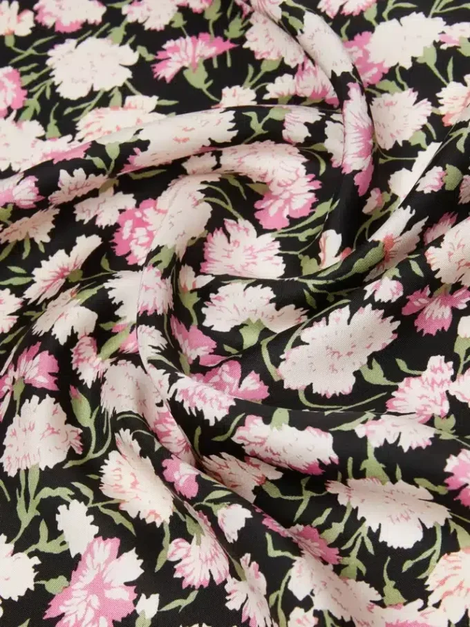 Mønstret foulard i silkewill, rosa