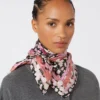 Mønstret foulard i silkewill, rosa