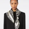 Mønstret foulard i silkewill, svart Mønstret foulard i silkewill, svart