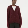 Mohair-cardigan, bordeaux