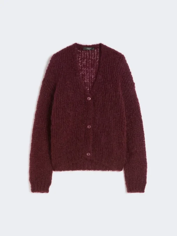 Mohair-cardigan, bordeaux