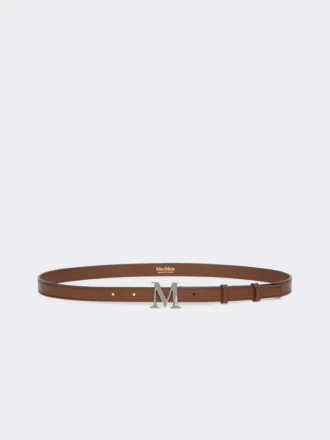 Monogrambelte i naturlig skinn, brunt