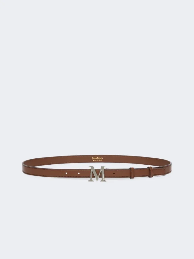 Monogrambelte i naturlig skinn, brunt