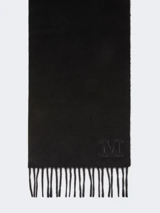 Monogrambrodert kamelbrun stola, svart