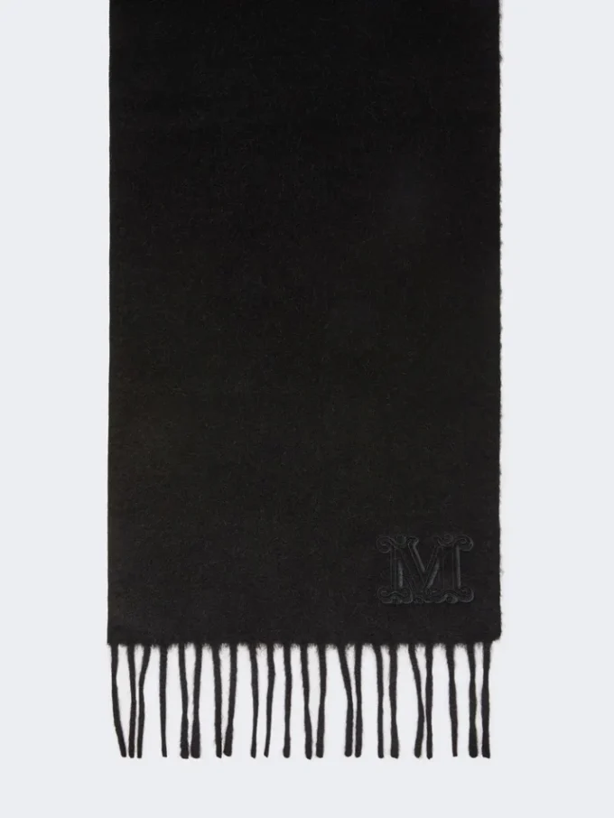 Monogrambrodert kamelbrun stola, svart