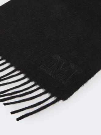 Monogrambrodert kamelbrun stola, svart