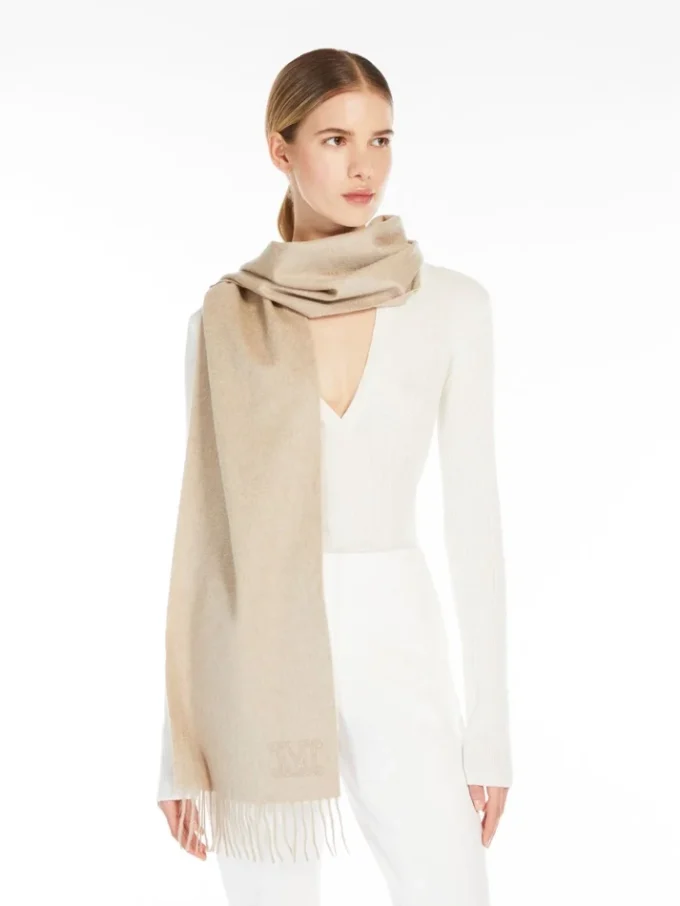 Monogrambrodert kashmirstole, beige