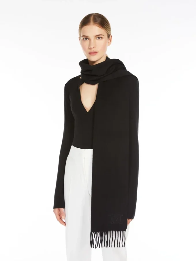 Monogrambrodert kashmirstole, svart