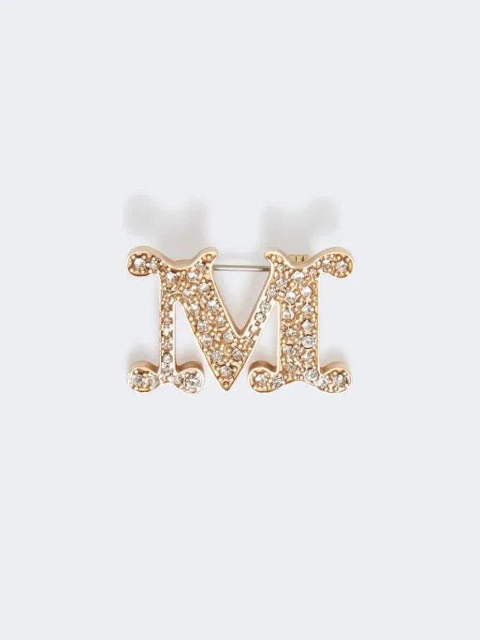 Monogrambrosje med krystaller, optisk hvit Monogrambrosje med krystaller, optisk hvit