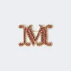 Monogrambrosje med krystaller, rød Monogrambrosje med krystaller, rød