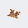 Monogrambrosje med krystaller, rød Monogrambrosje med krystaller, rød