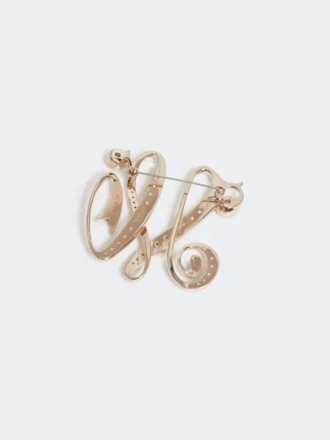 Monogrambrosje med rhinestones, elfenben