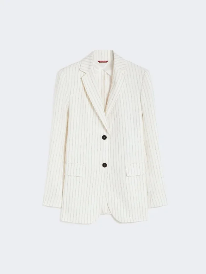 Nålestripet linblazer, natur