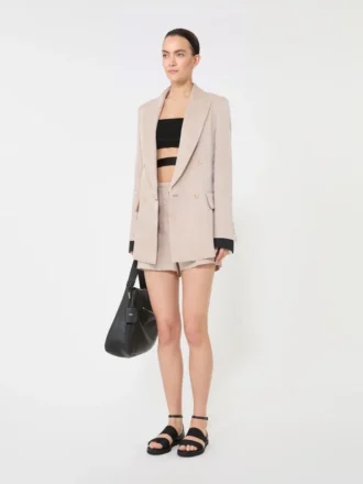 Oversized blazer i organza og lin, kamel