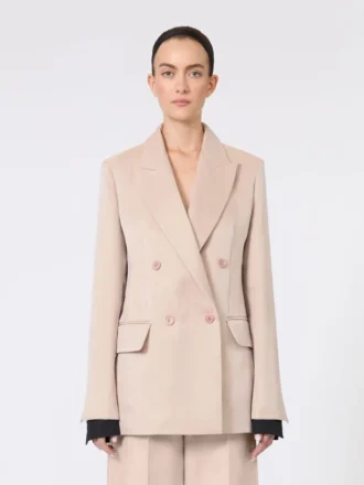 Oversized blazer i organza og lin, kamel