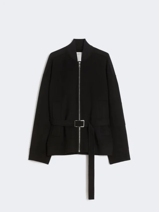 Oversized bomberjakke i ull, svart Oversized bomberjakke i ull, svart