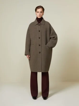Oversized dobbel ullfrakk, turtledove