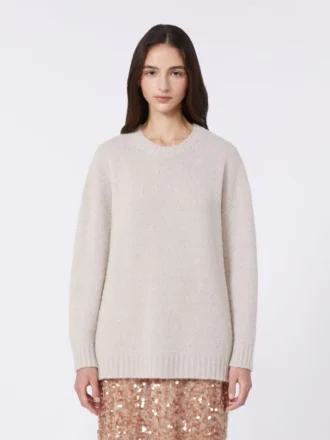 Oversized genser i alpakka og bomull, sand
