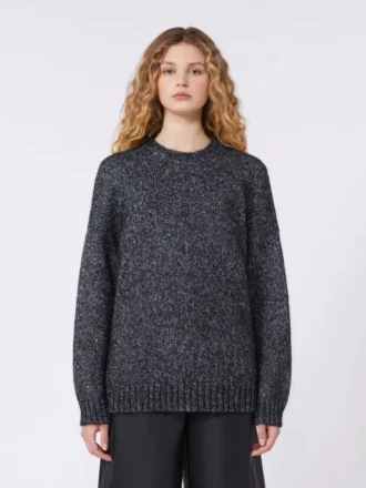 Oversized genser i mohair og lurex, mørk grå