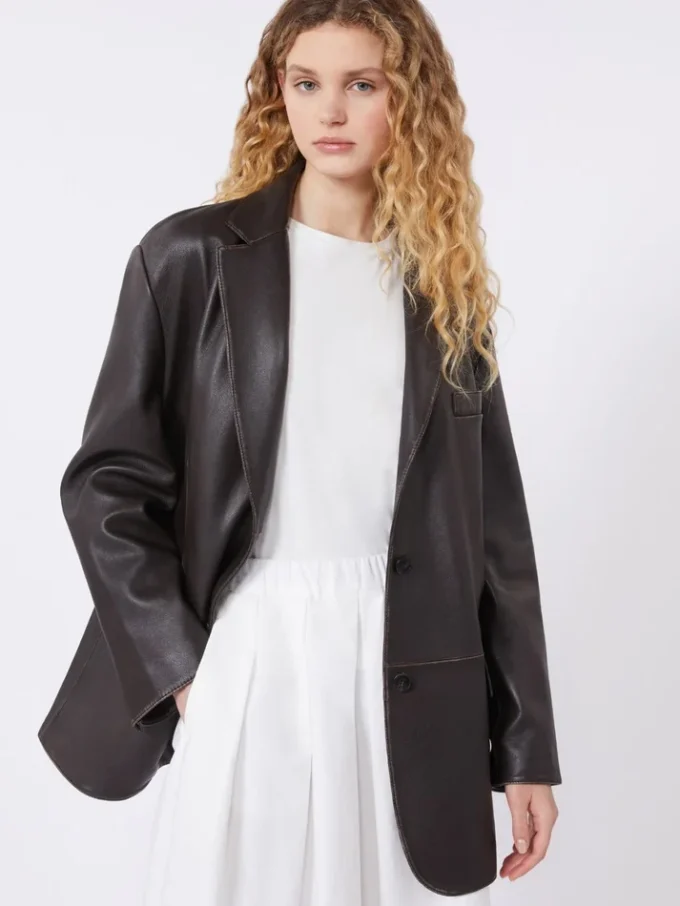 Oversized skinnblazer, brun Oversized skinnblazer, brun