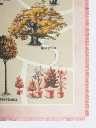 Oversized skjerf i trykt silke og ull, antikkrosa