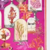 Oversized skjerf i trykt silkewev, fuchsia