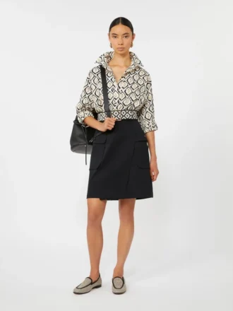Oversized skjorte i poplin med trykk, beige