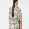 Oversized skjorte i poplin med trykk, beige