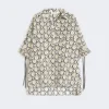 Oversized skjorte i poplin med trykk, beige