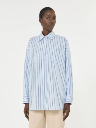 Oversized stripete bomullsskjorte, lyseblå