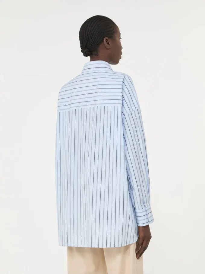 Oversized stripete bomullsskjorte, lyseblå Oversized stripete bomullsskjorte, lyseblå