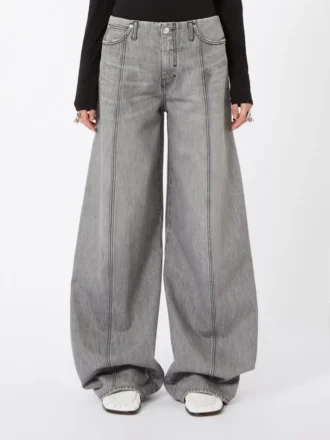 Oversized svart denimbukser, svart