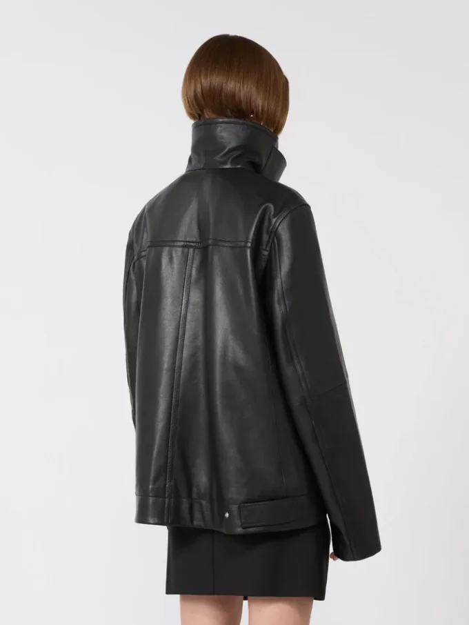 Oversized, tykk skinnjakke, svart Oversized, tykk skinnjakke, svart