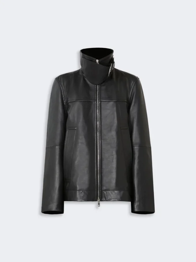 Oversized, tykk skinnjakke, svart Oversized, tykk skinnjakke, svart