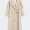 Oversized vannavvisende trenchcoat i twill, sand