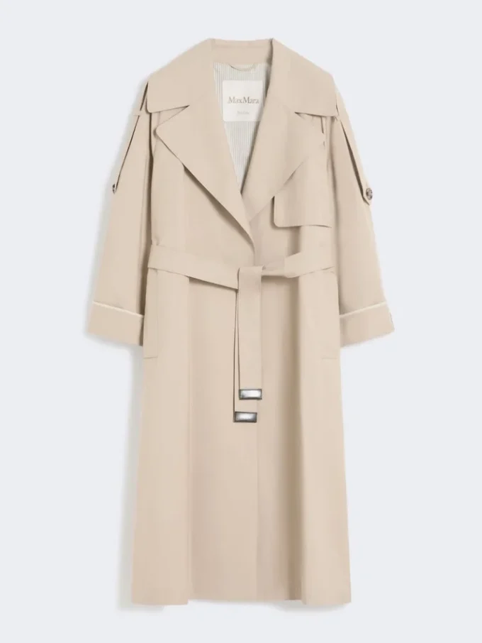 Oversized vannavvisende trenchcoat i twill, sand