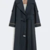 Oversized vannavvisende trenchcoat i twill, ultramarin Oversized vannavvisende trenchcoat i twill, ultramarin