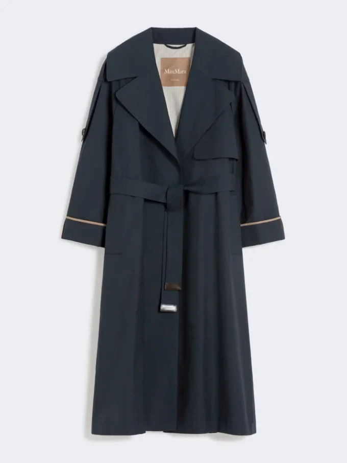 Oversized vannavvisende trenchcoat i twill, ultramarin Oversized vannavvisende trenchcoat i twill, ultramarin